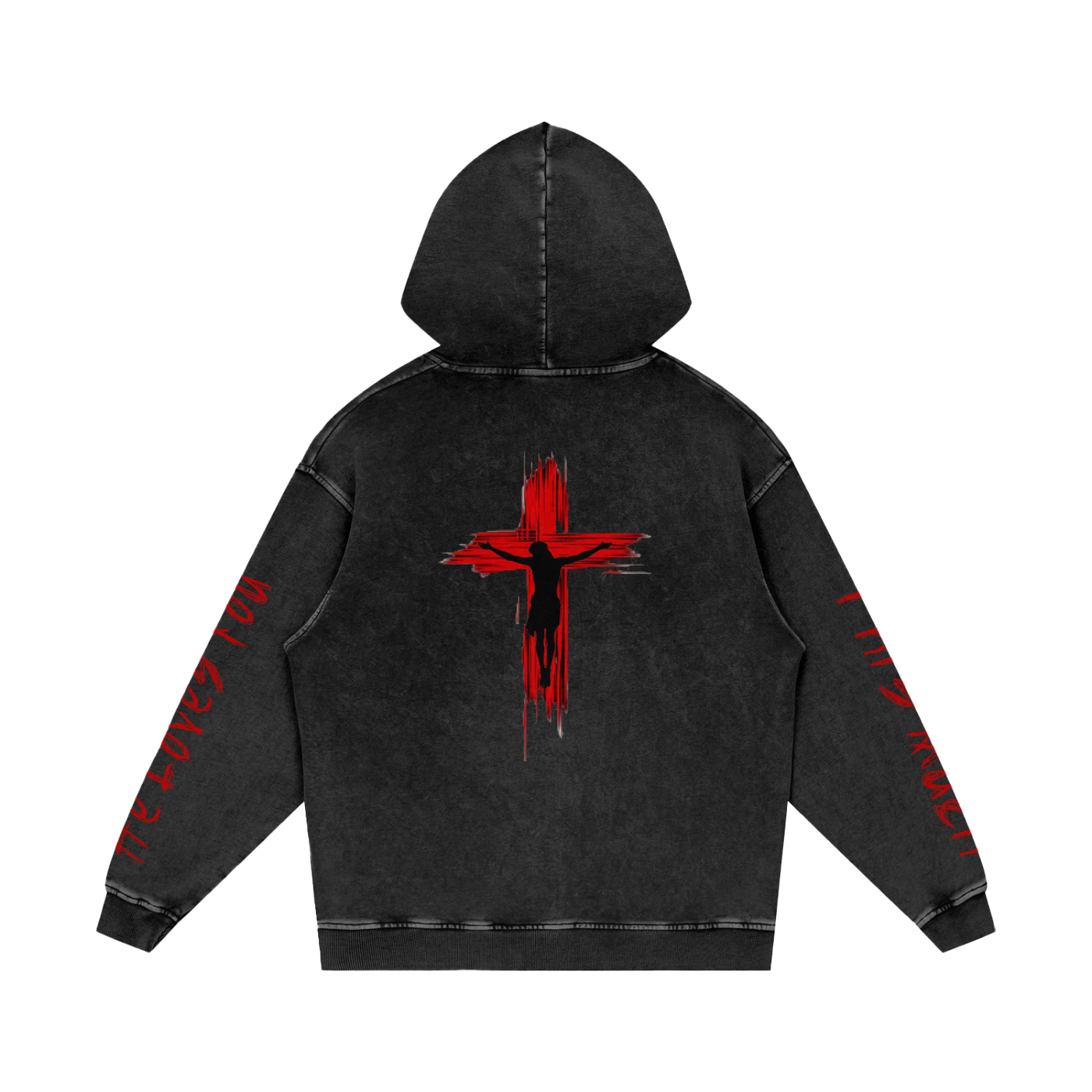 Vintage Washed “He Loves You This Much” Hoodie